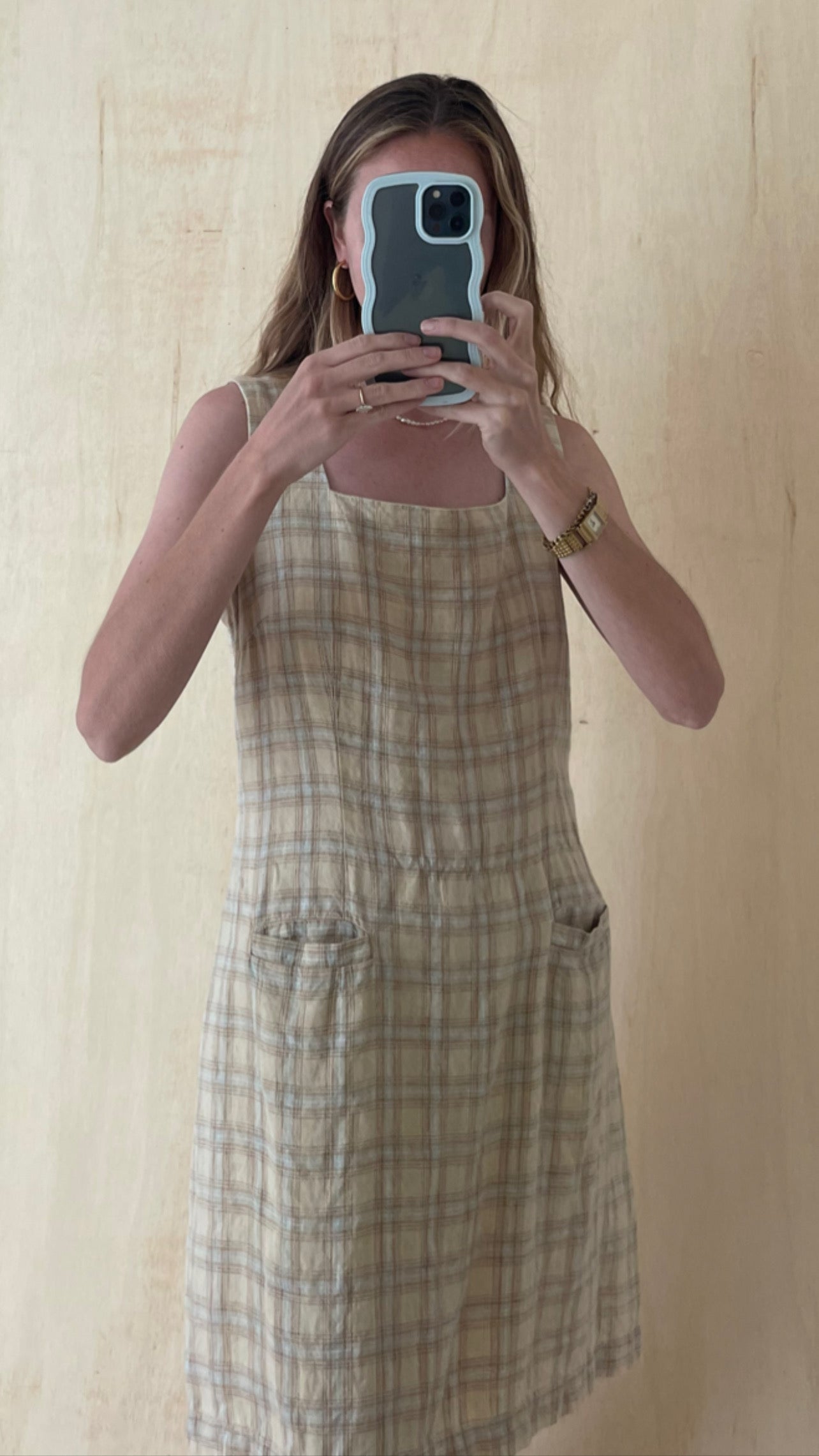 Linen plaid dress