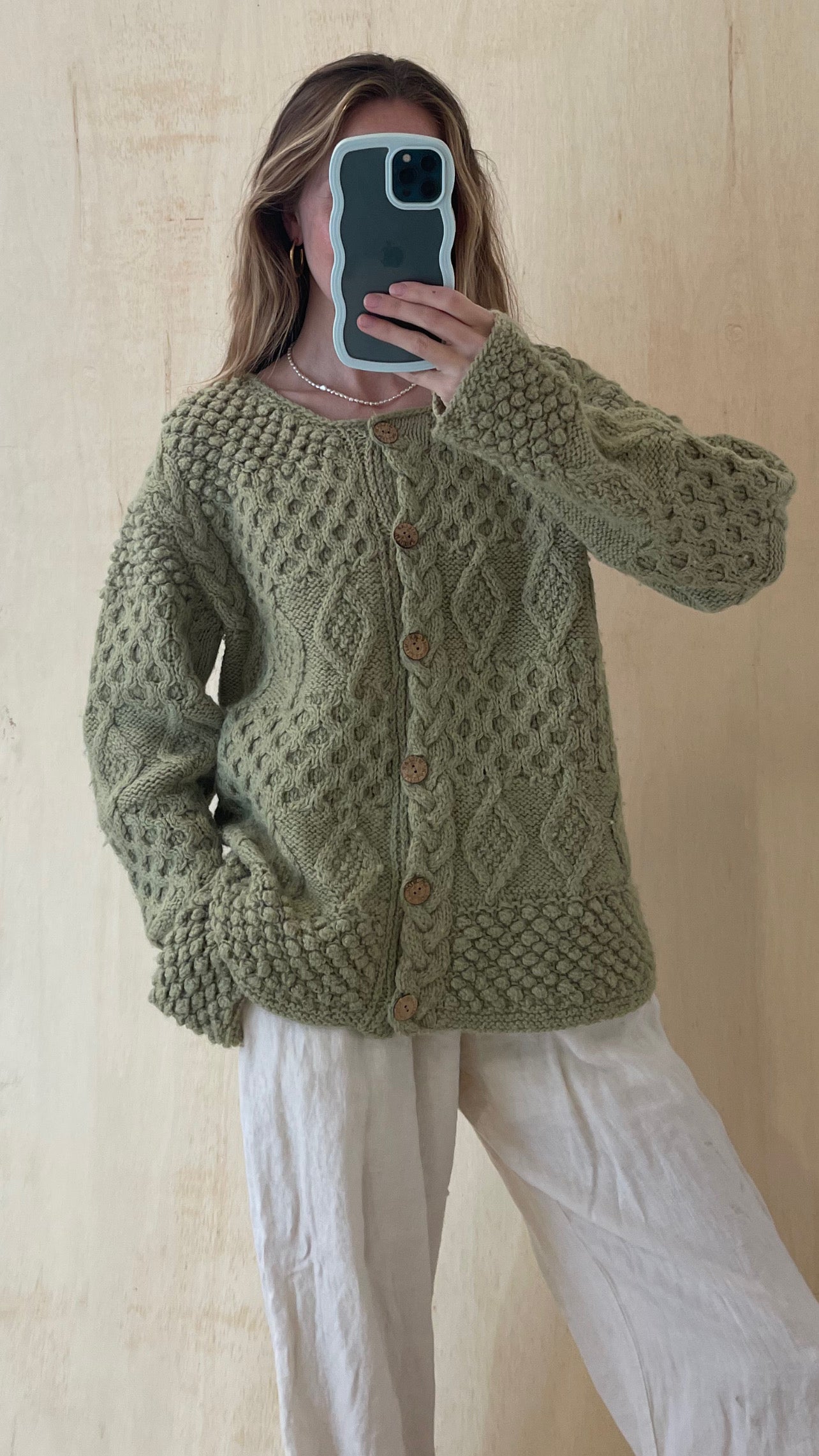 Green Chunky Wool Sweater