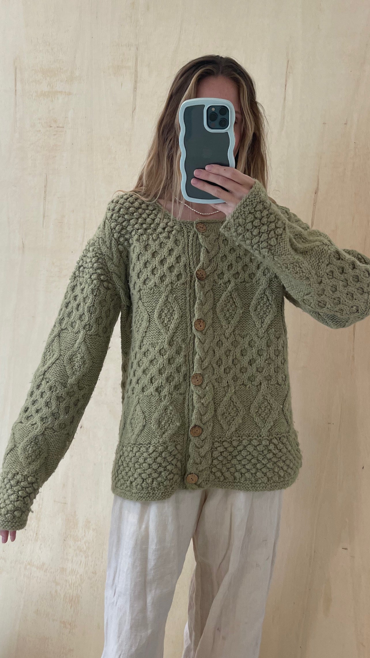 Green Chunky Wool Sweater