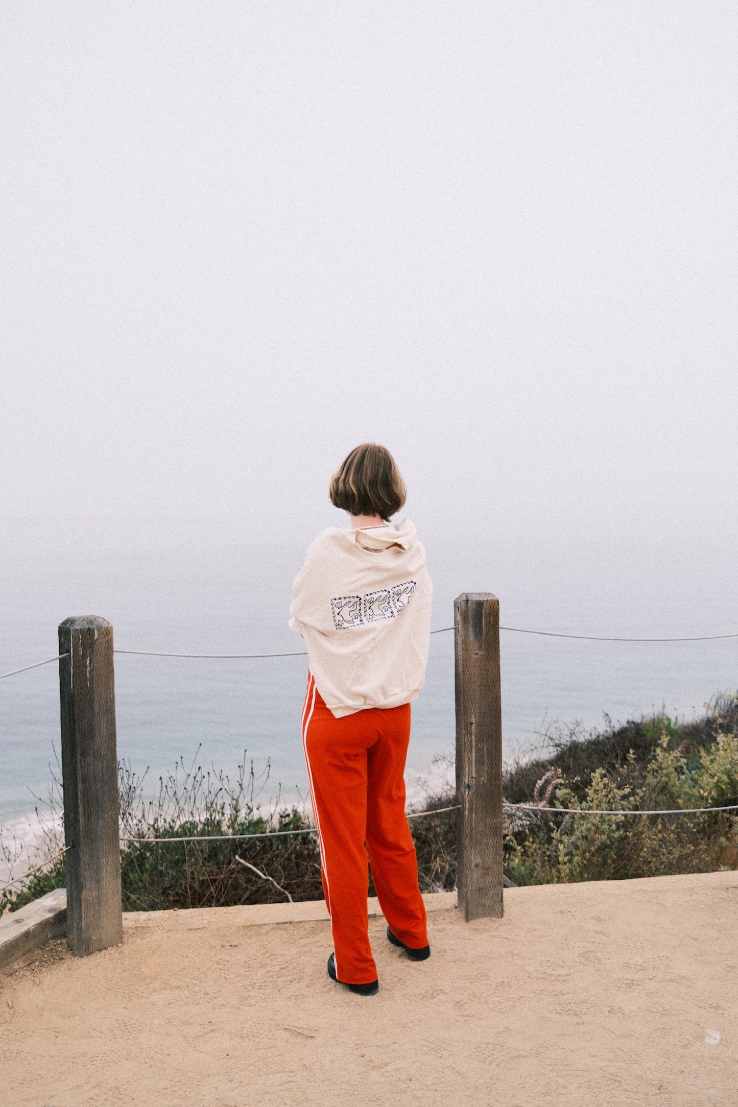 Organic Stripe Pants in Poppy