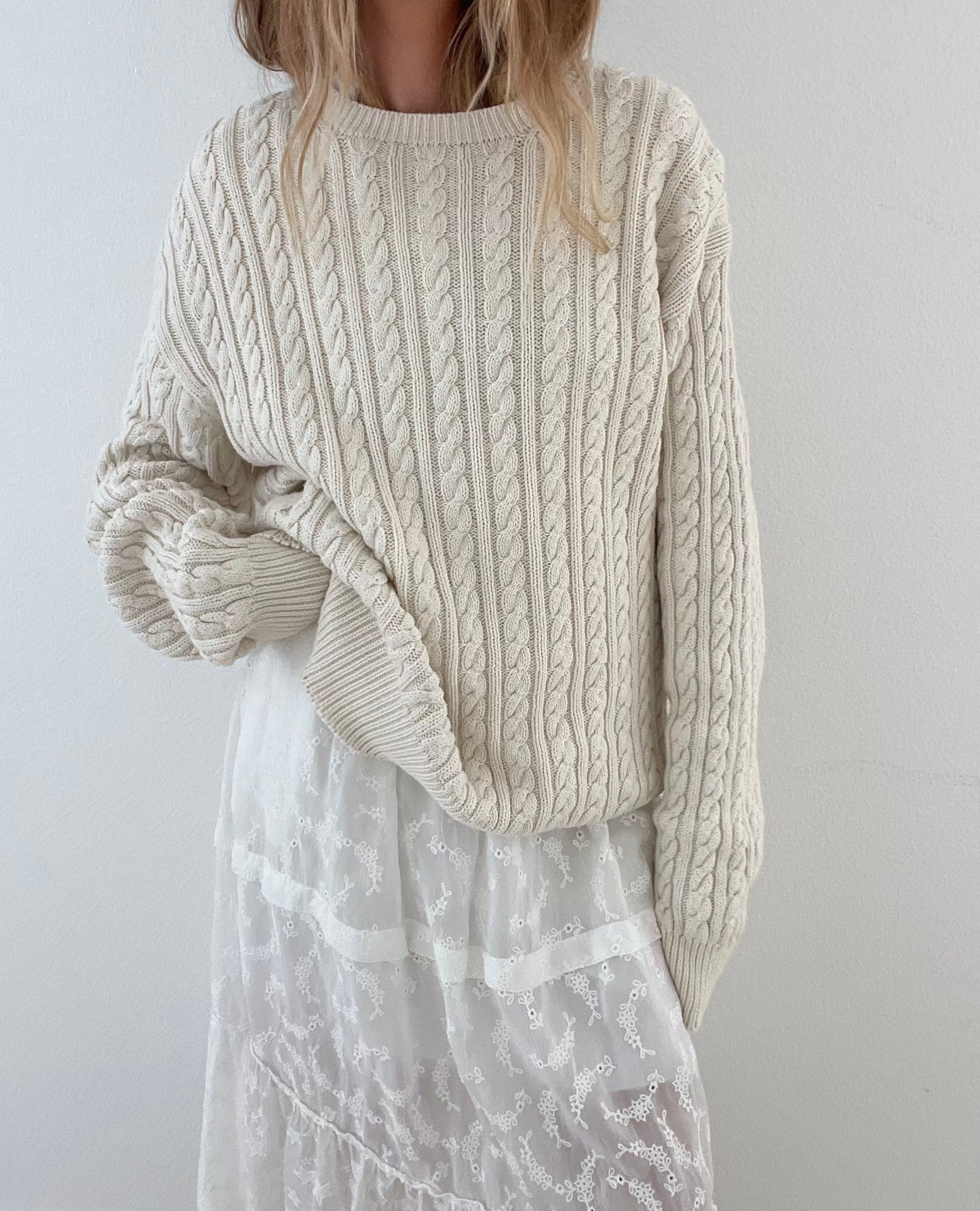 Vintage Chunky Ivory Cable Knit
