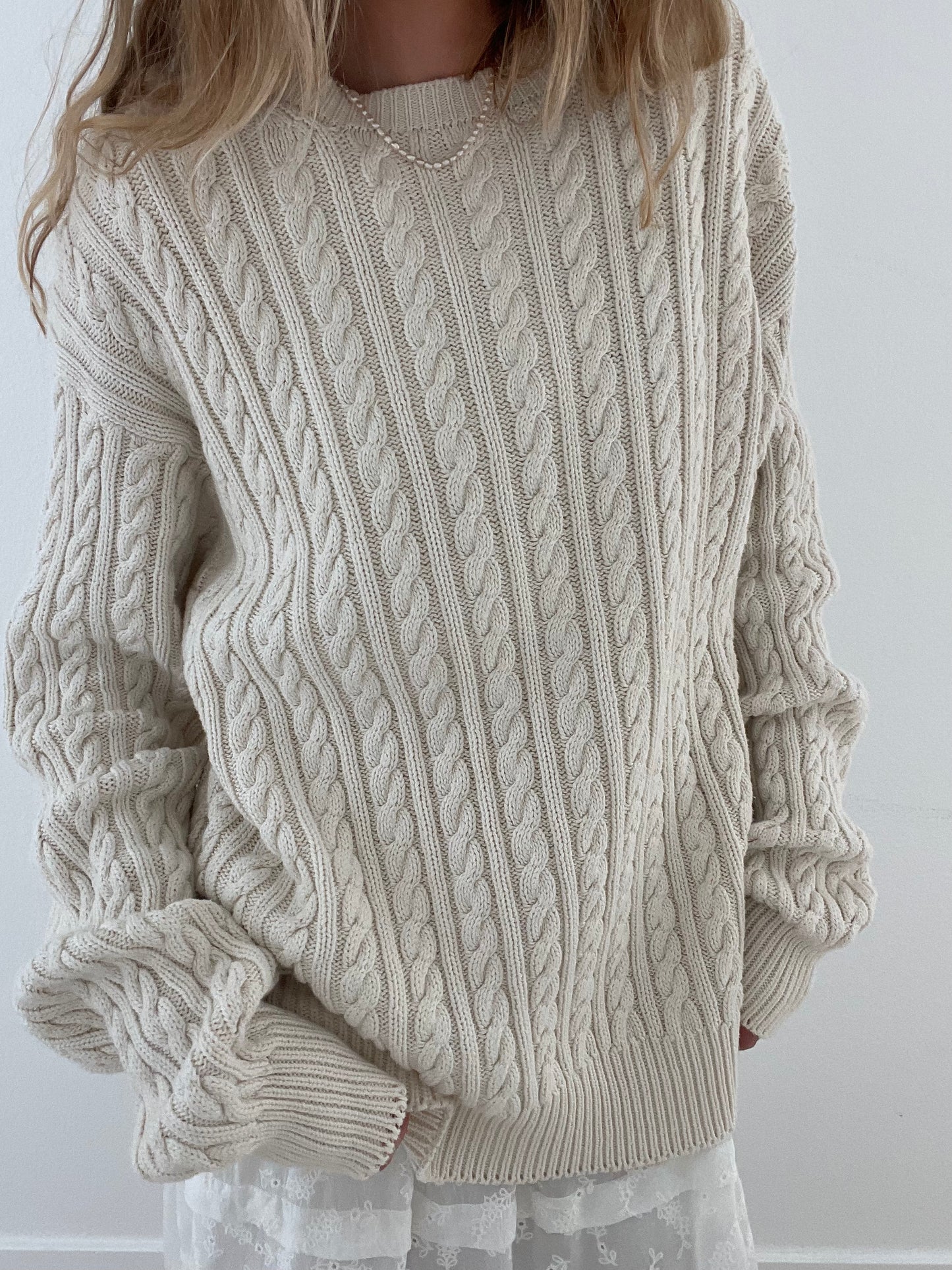 Vintage Chunky Ivory Cable Knit