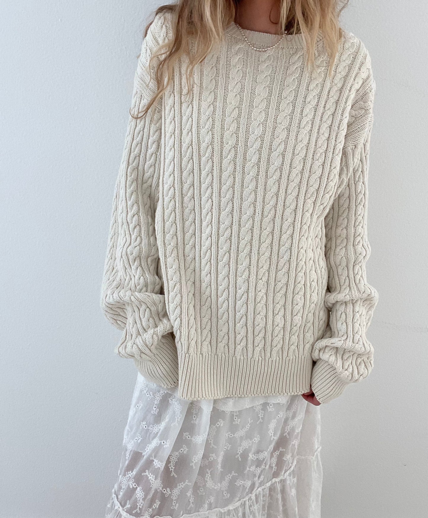 Vintage Chunky Ivory Cable Knit
