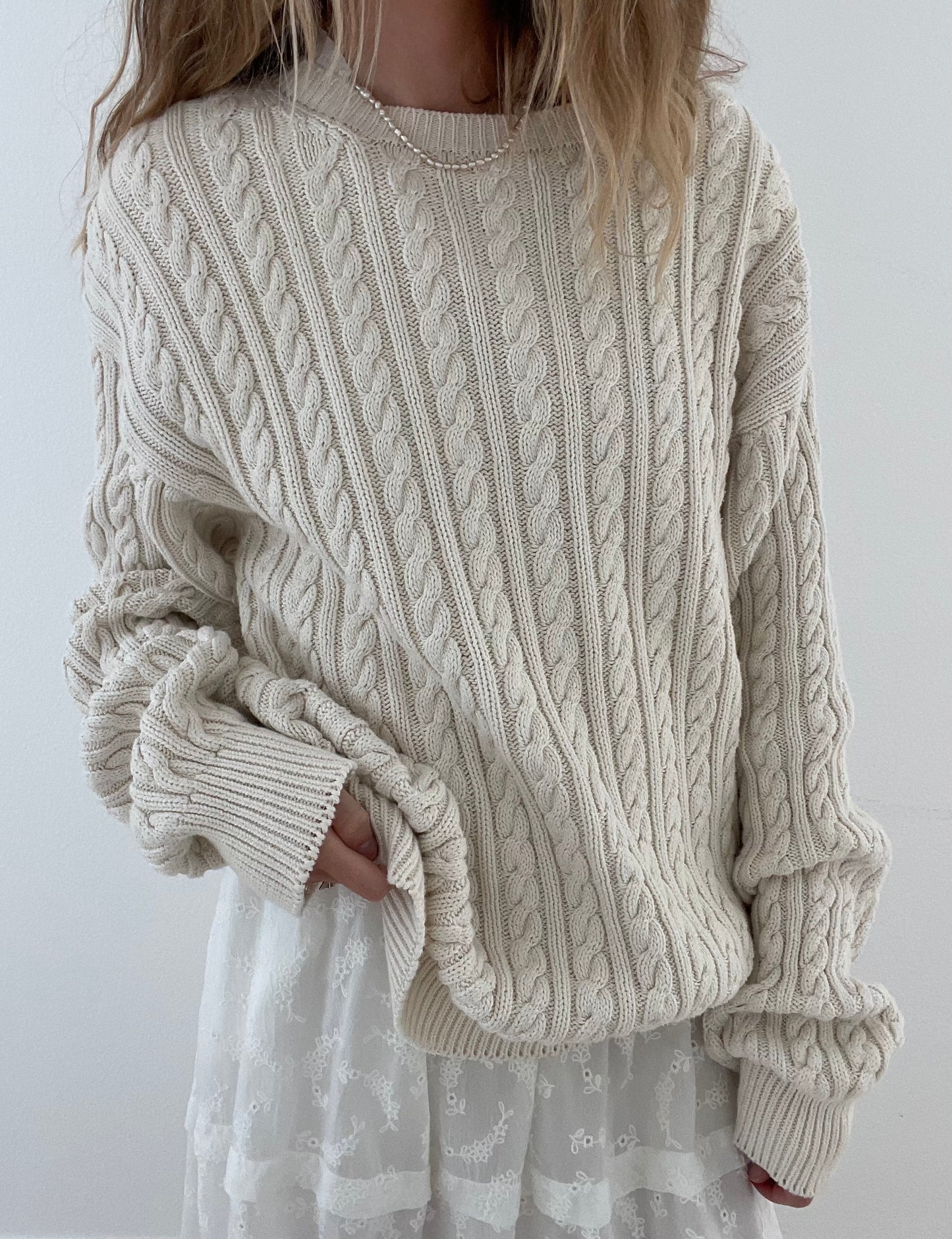 Vintage Chunky Ivory Cable Knit