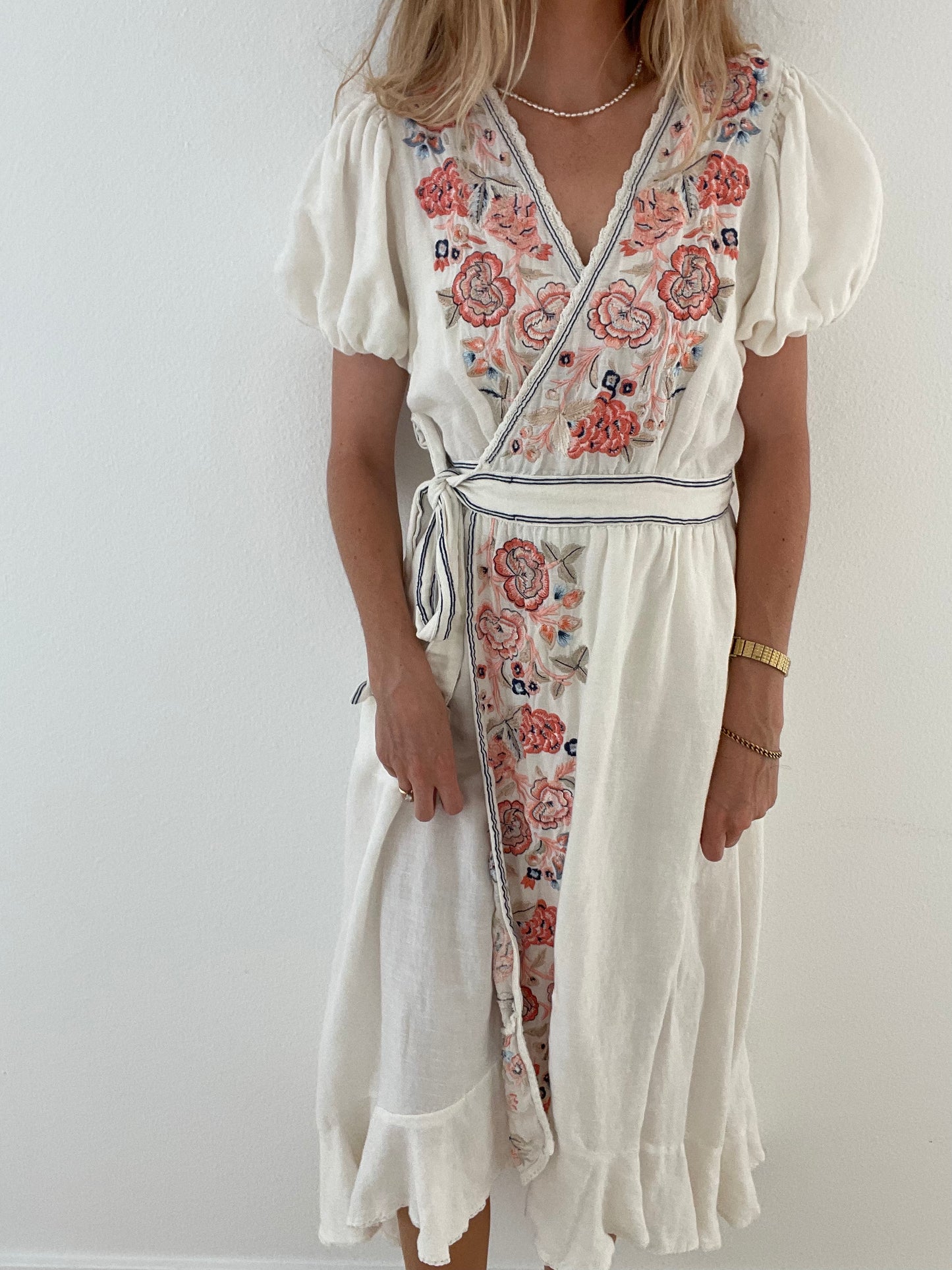 Embroidered Puff Sleeve Dress