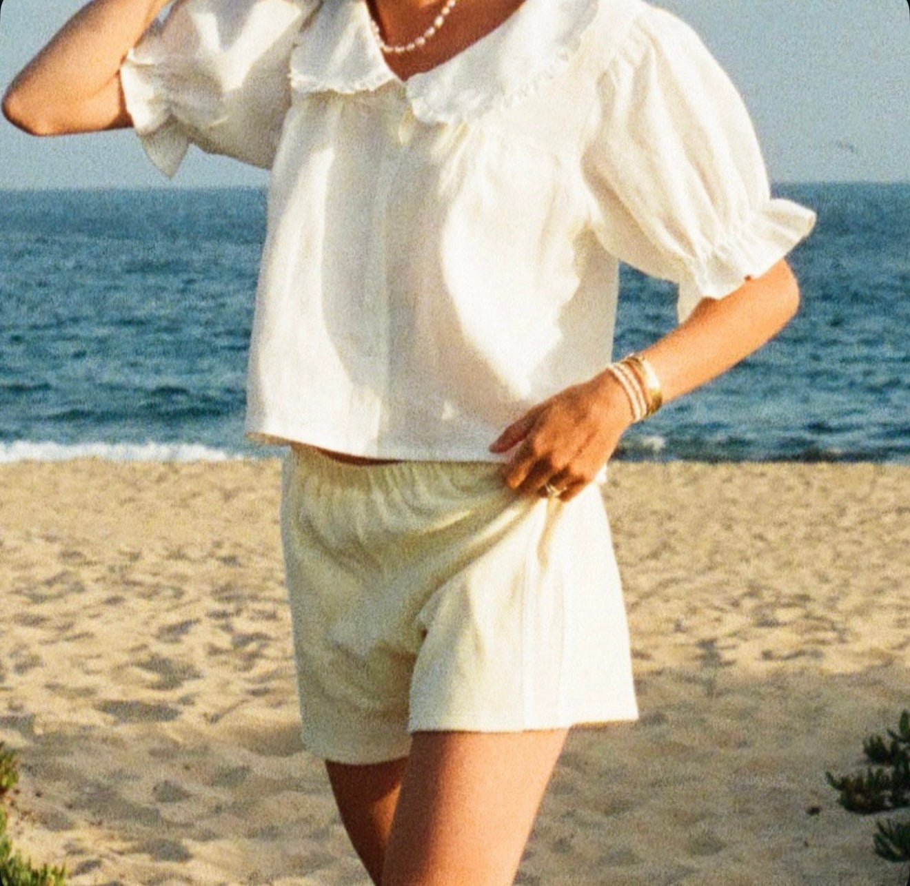 Organic Stripe Shorts in Butter