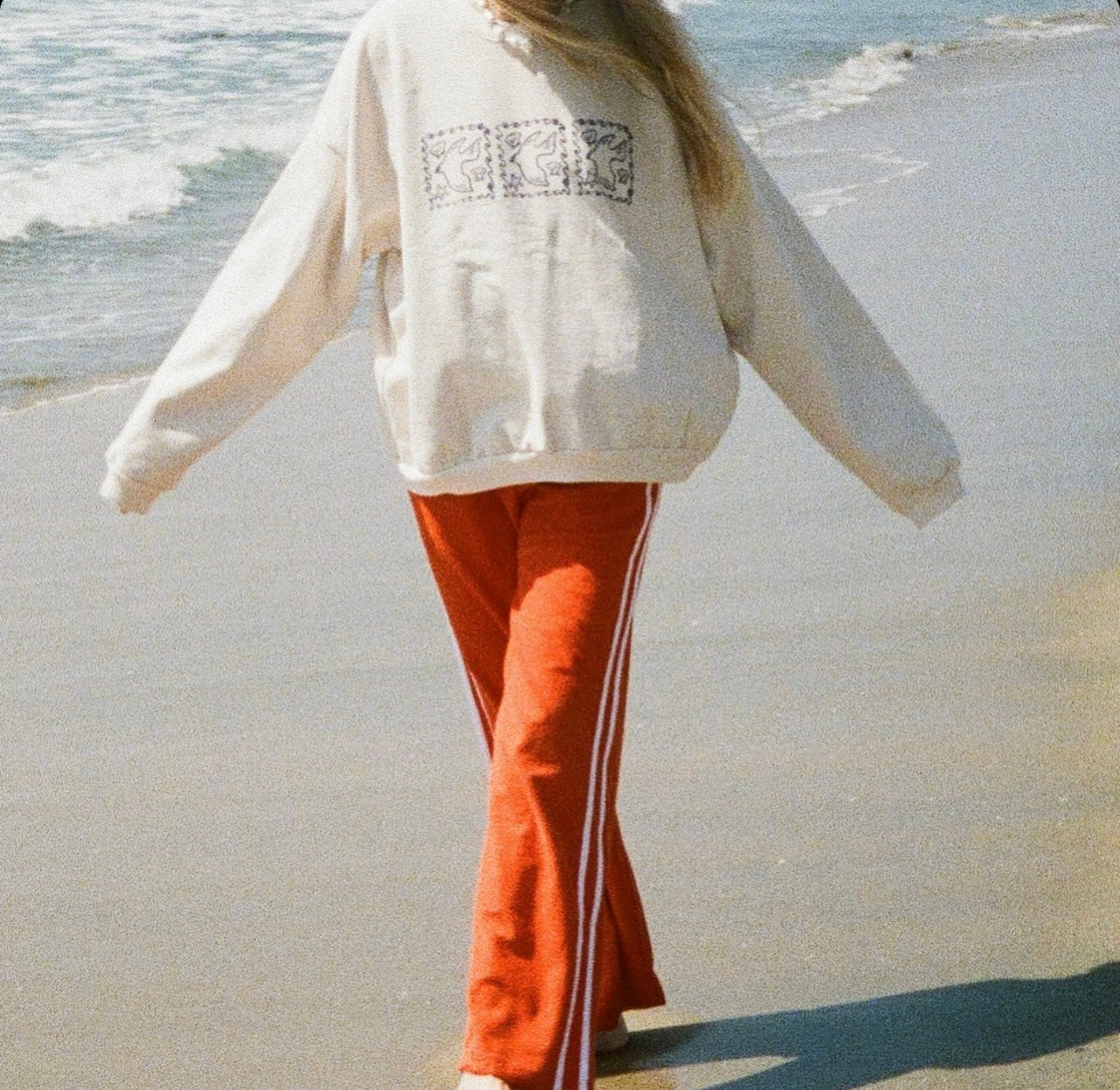 Organic Stripe Pants in Poppy