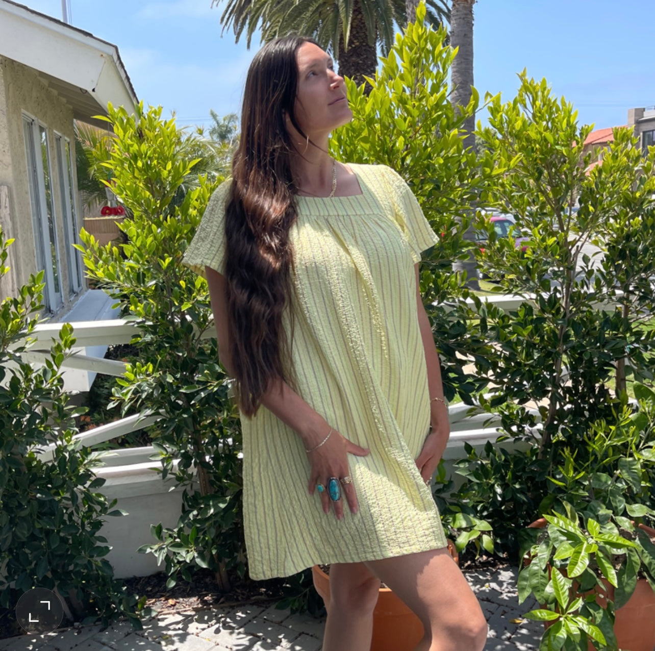 The Marguerite Dress in Yellow Stripe
