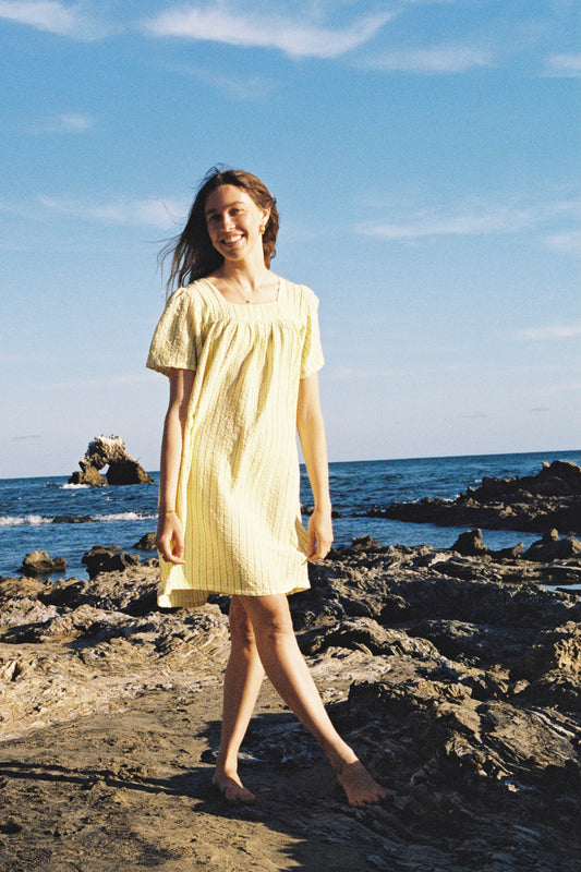 The Marguerite Dress in Yellow Stripe
