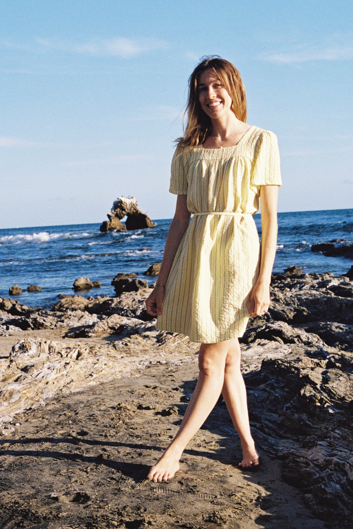 The Marguerite Dress in Yellow Stripe