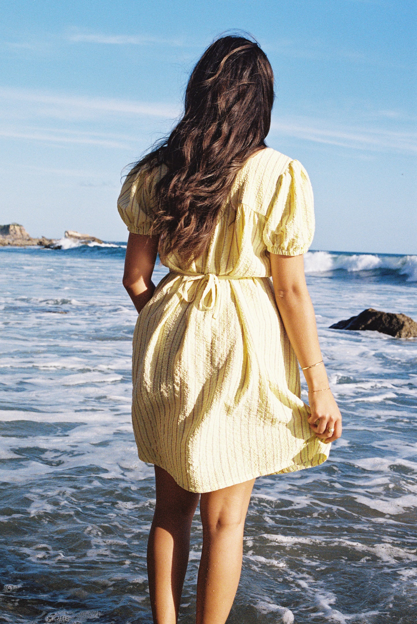 The Marguerite Dress in Yellow Stripe