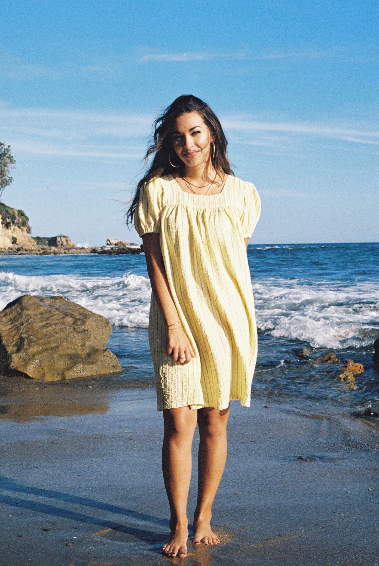 The Marguerite Dress in Yellow Stripe