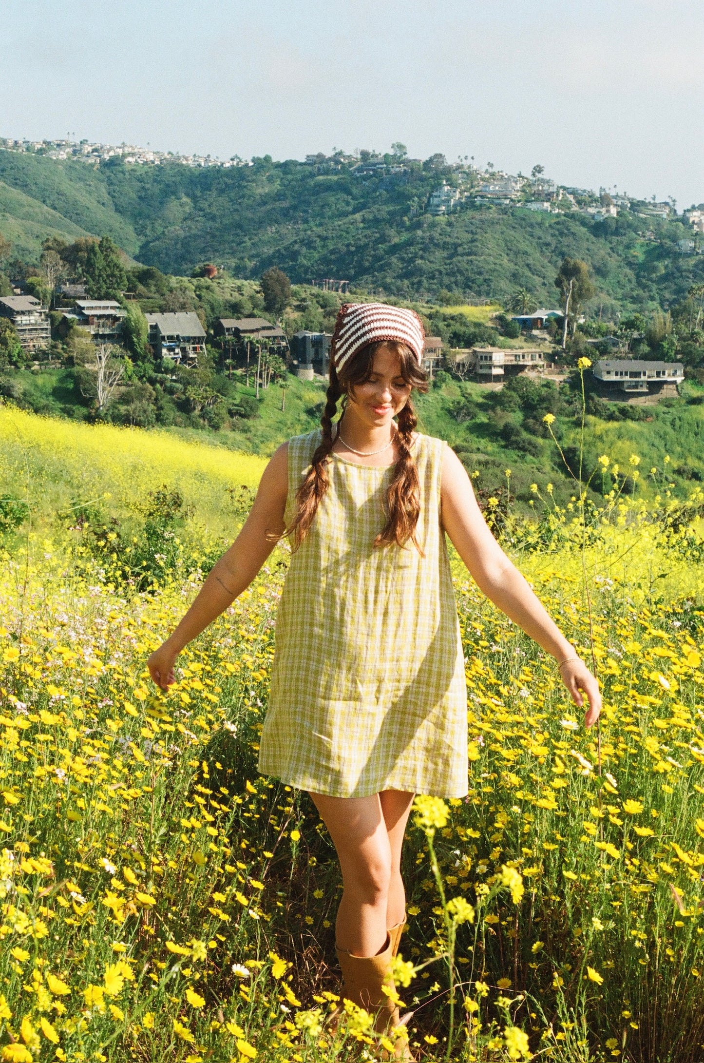 Birkin Dress in Plaid Linen