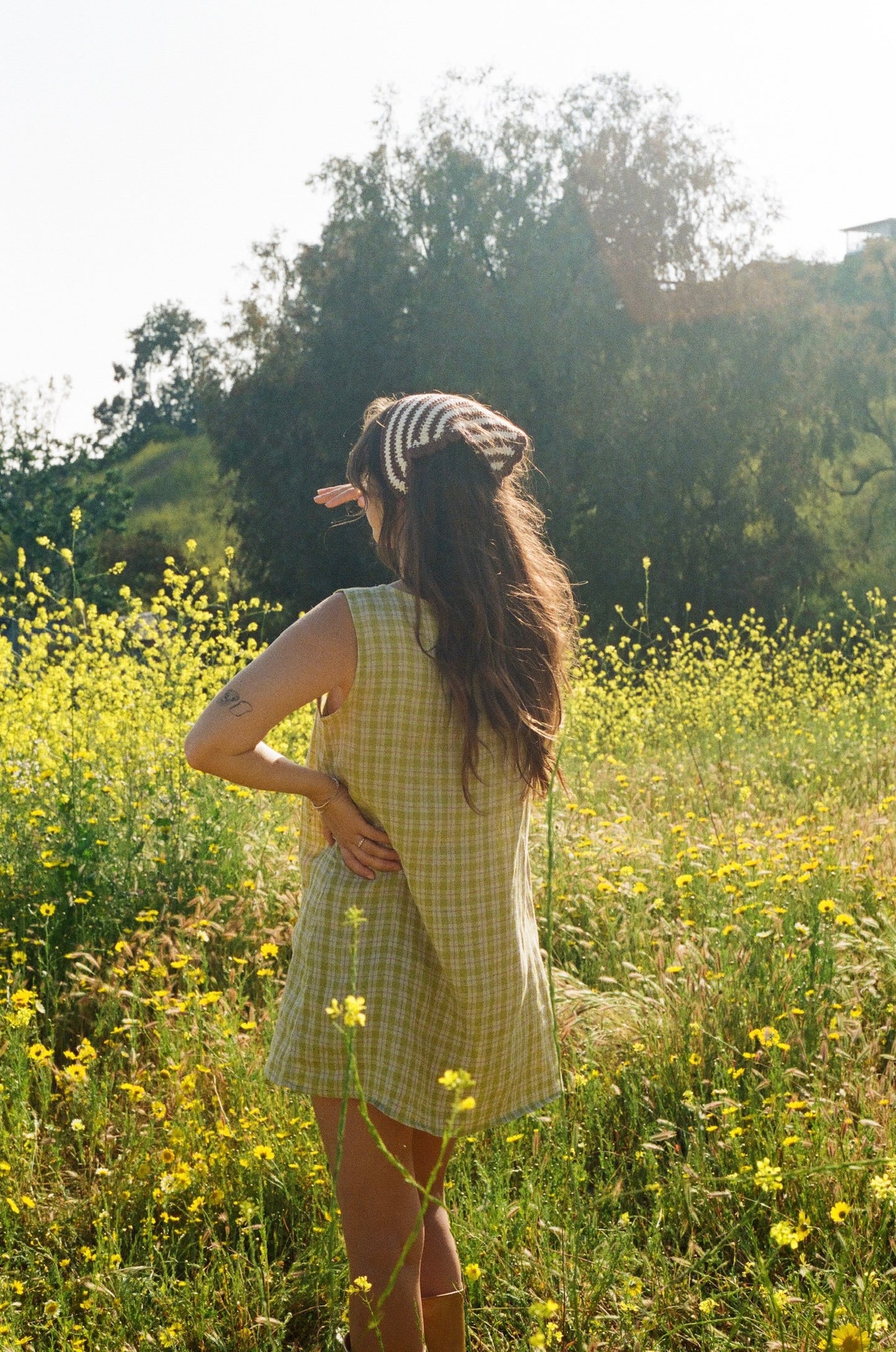 Birkin Dress in Plaid Linen