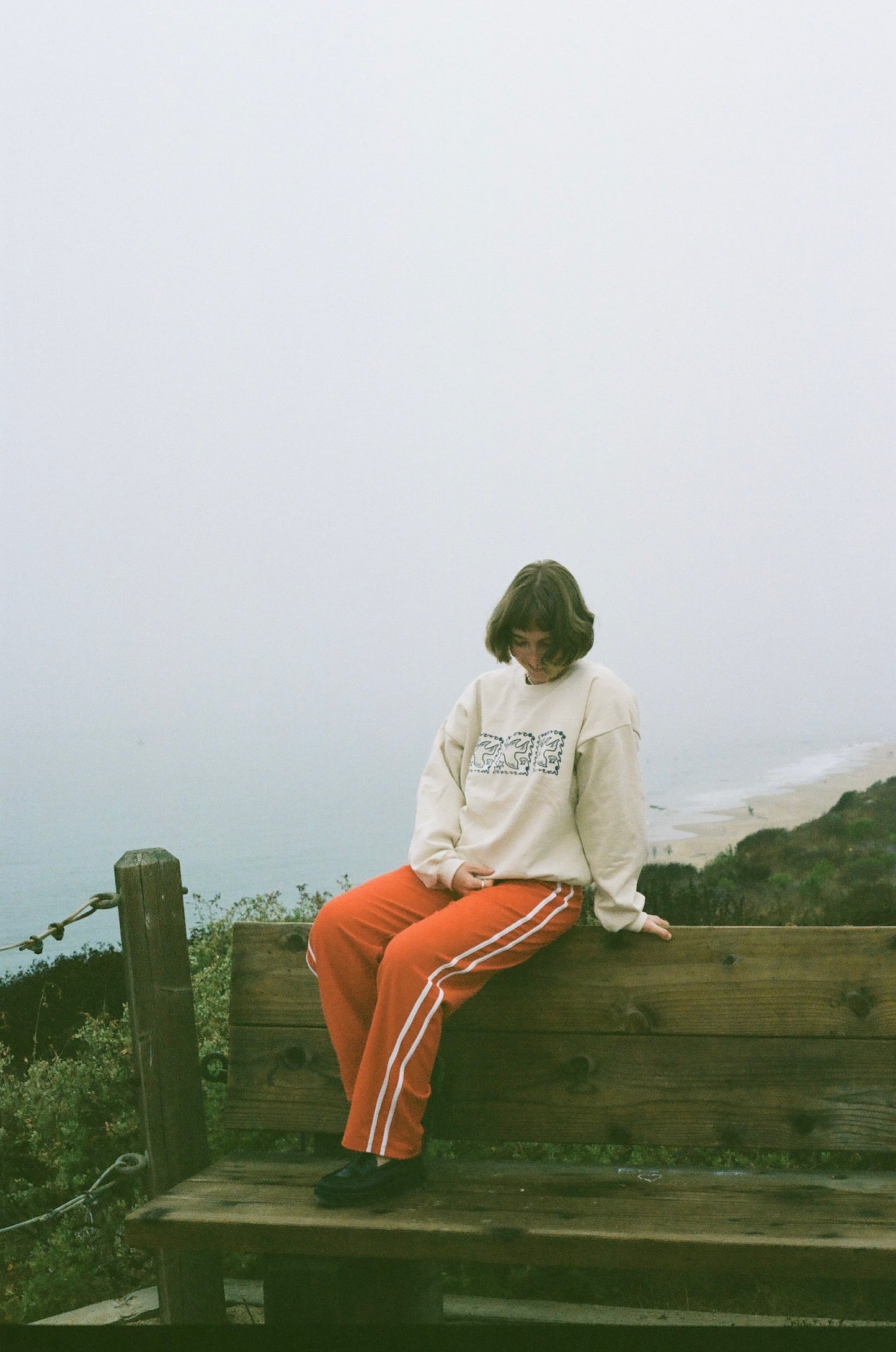 Organic Stripe Pants in Poppy