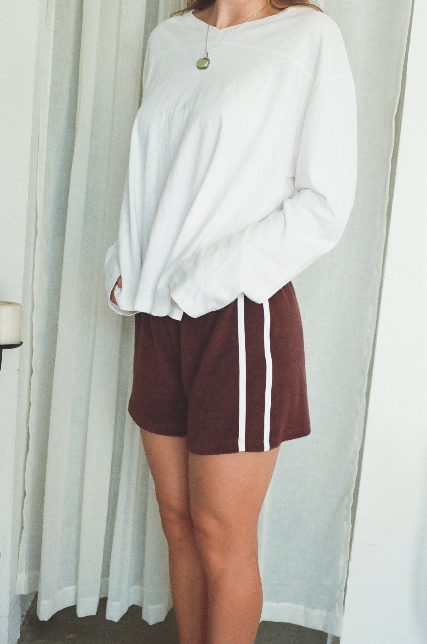 Organic Stripe Shorts in Espresso (Pre-Order)