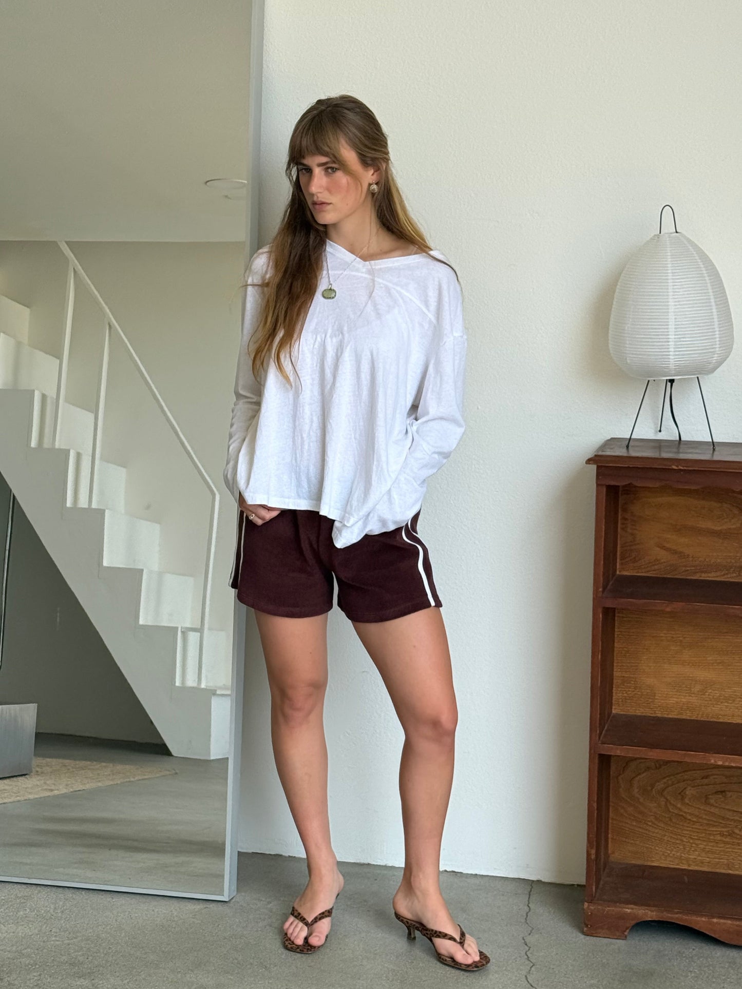 Organic Stripe Shorts in Espresso (Pre-Order)