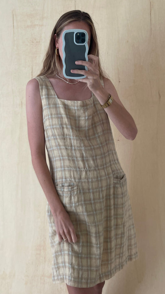 Linen plaid dress
