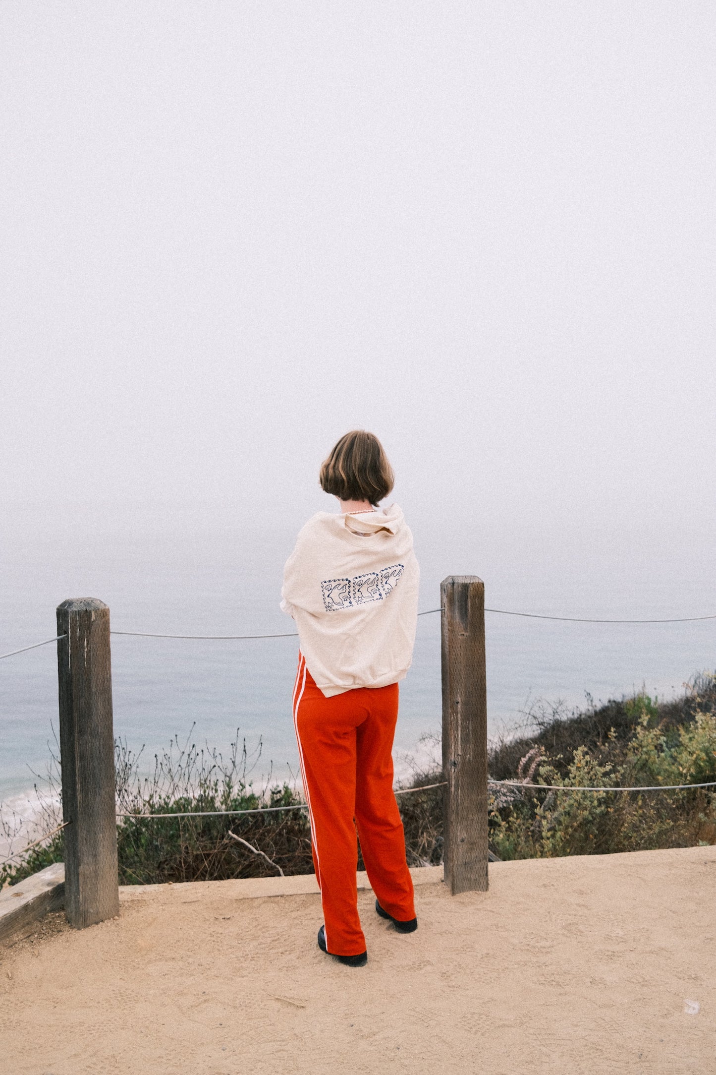 Organic Stripe Pants in Poppy Red