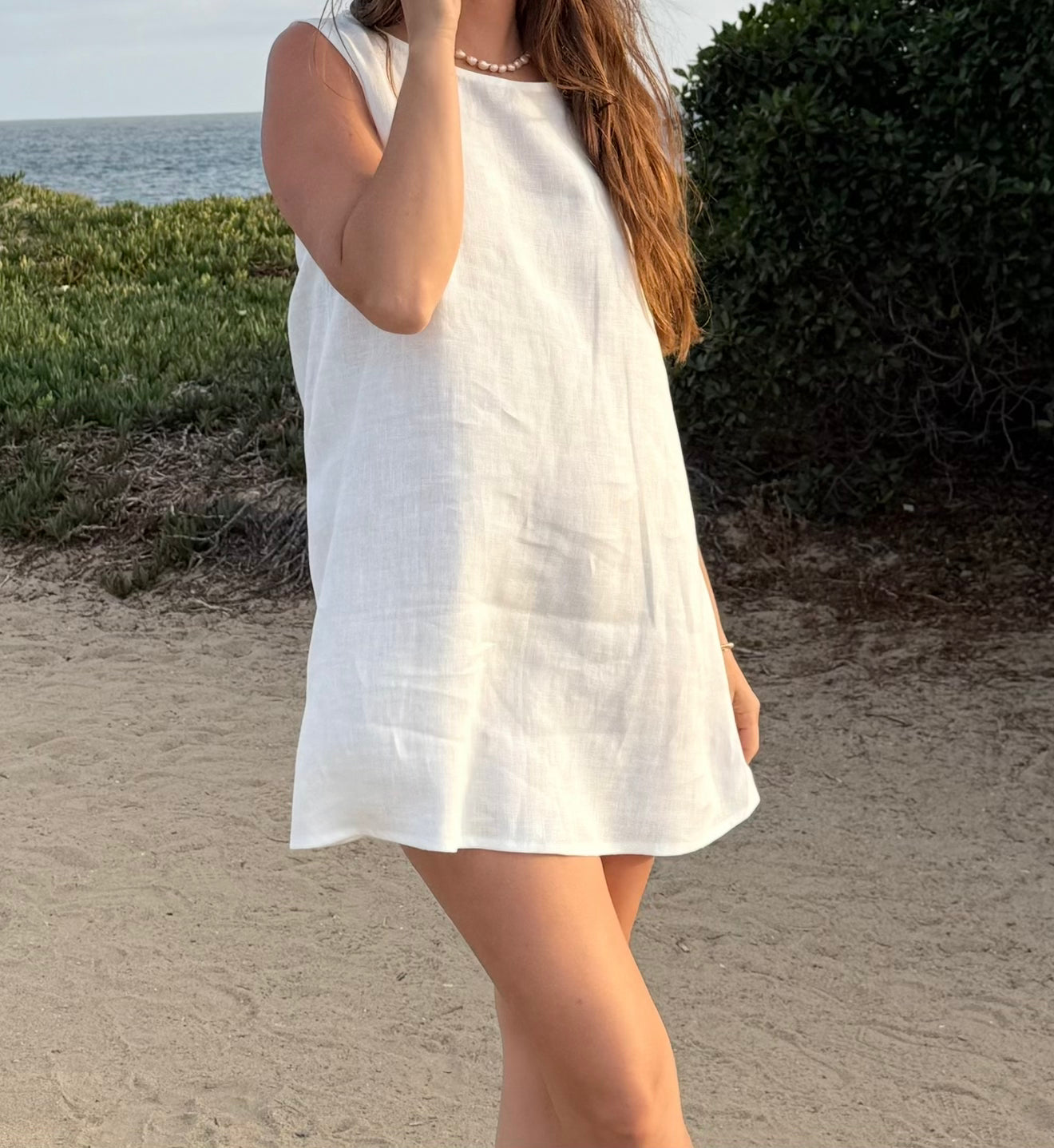 Birkin Dress in White Linen