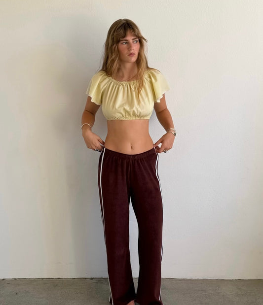 Organic Stripe Pants in Espresso
