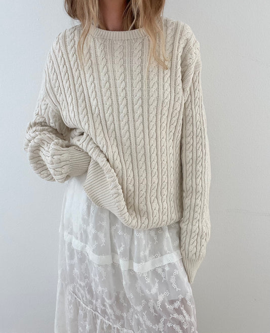 Vintage Chunky Ivory Cable Knit