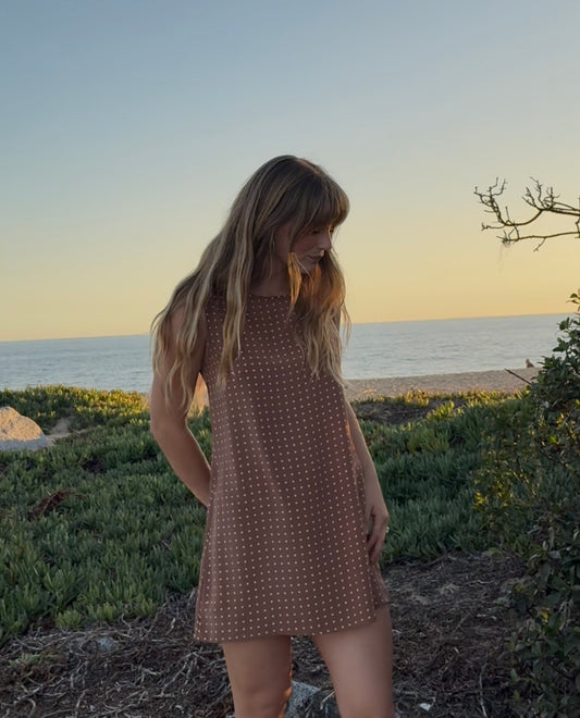 Birkin Dress in Mocha Silk Polka Dot