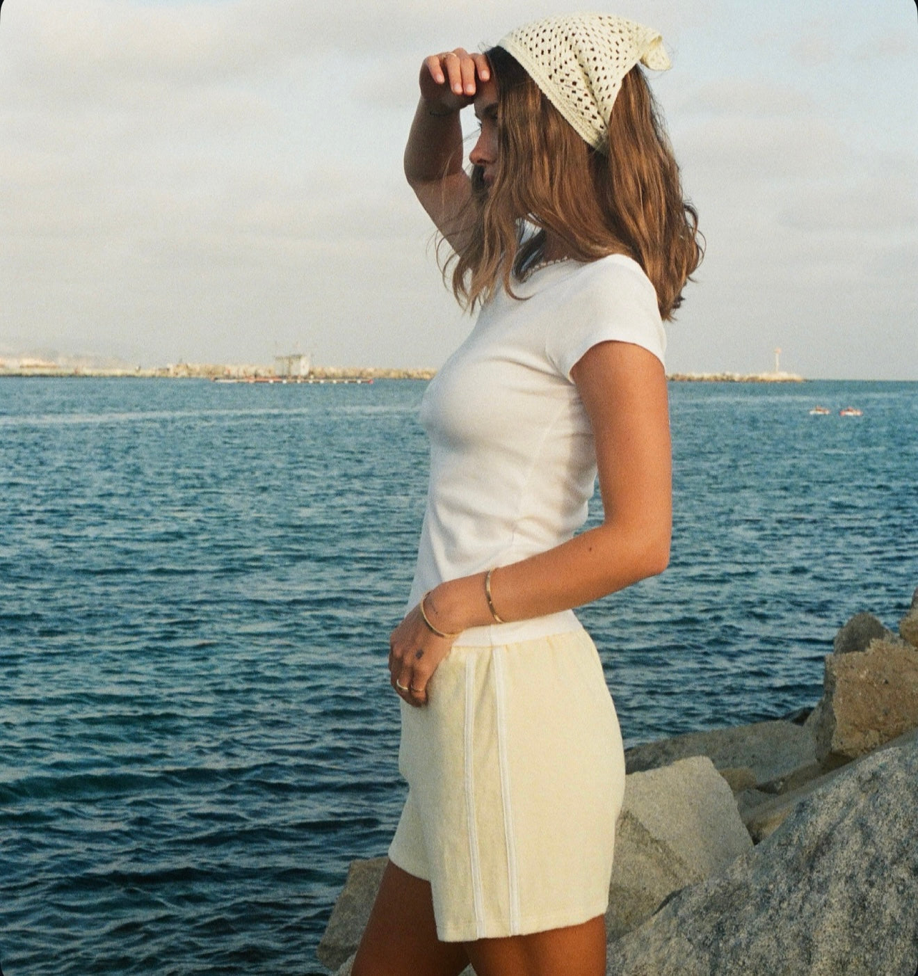 Organic Stripe Shorts in Butter