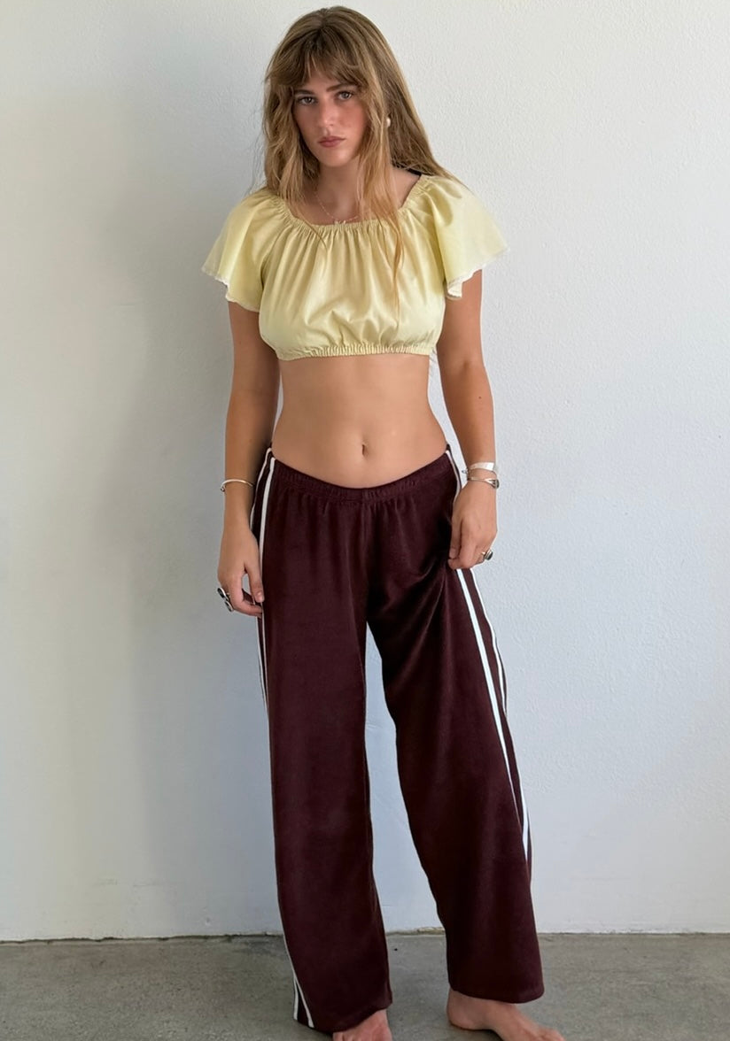Organic Stripe Pants in Espresso