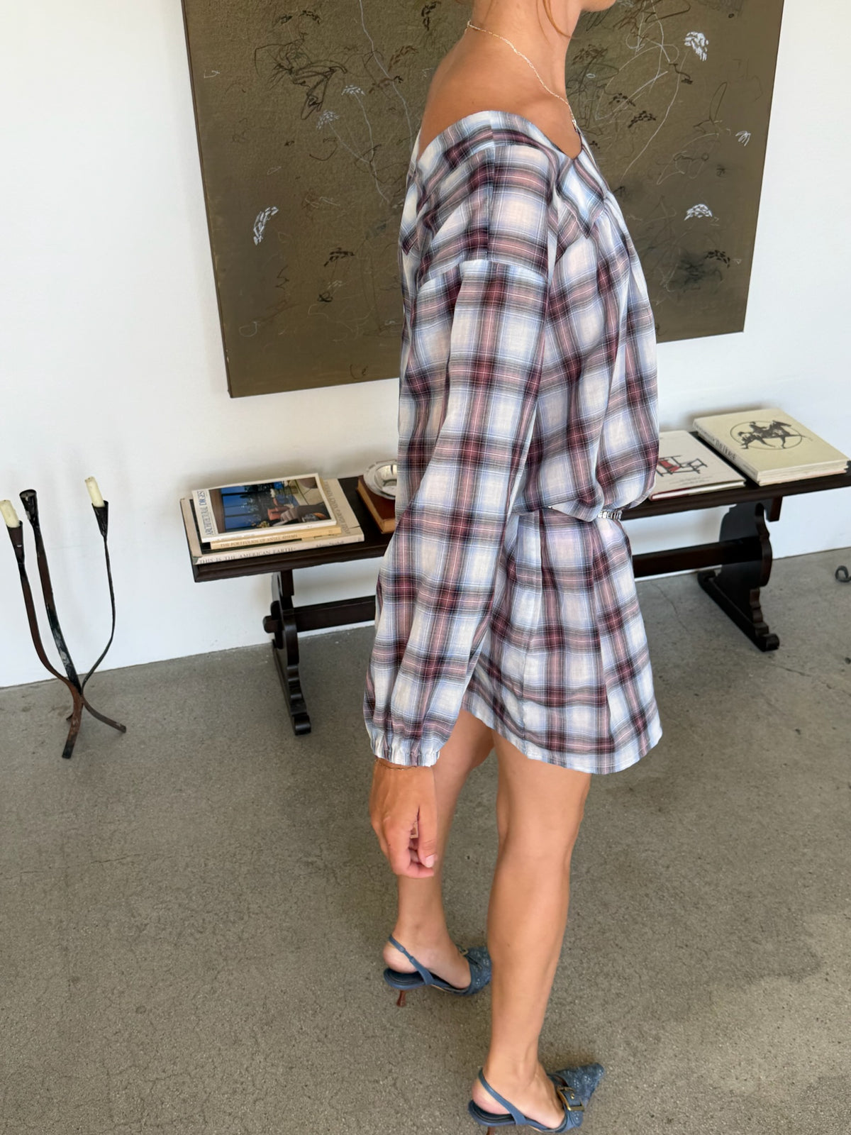 Marguerite Dress in Blue Rose Plaid