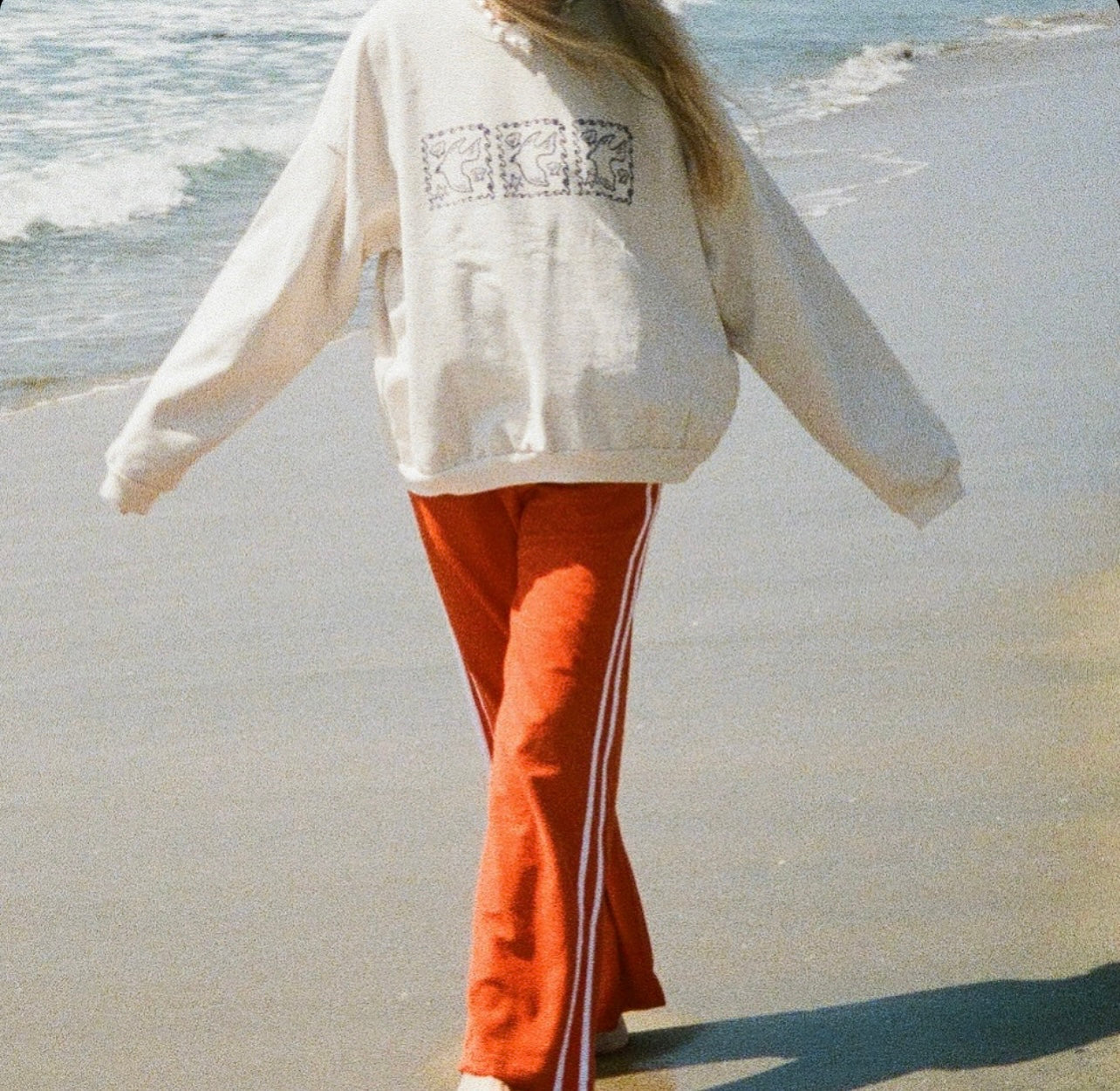 Organic Stripe Pants in Poppy Red