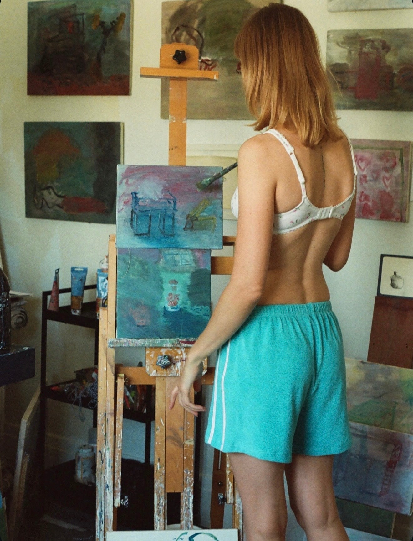 Organic Stripe Shorts in Turquoise