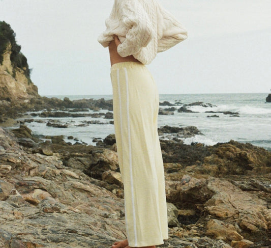 Organic Stripe Pants in Butter