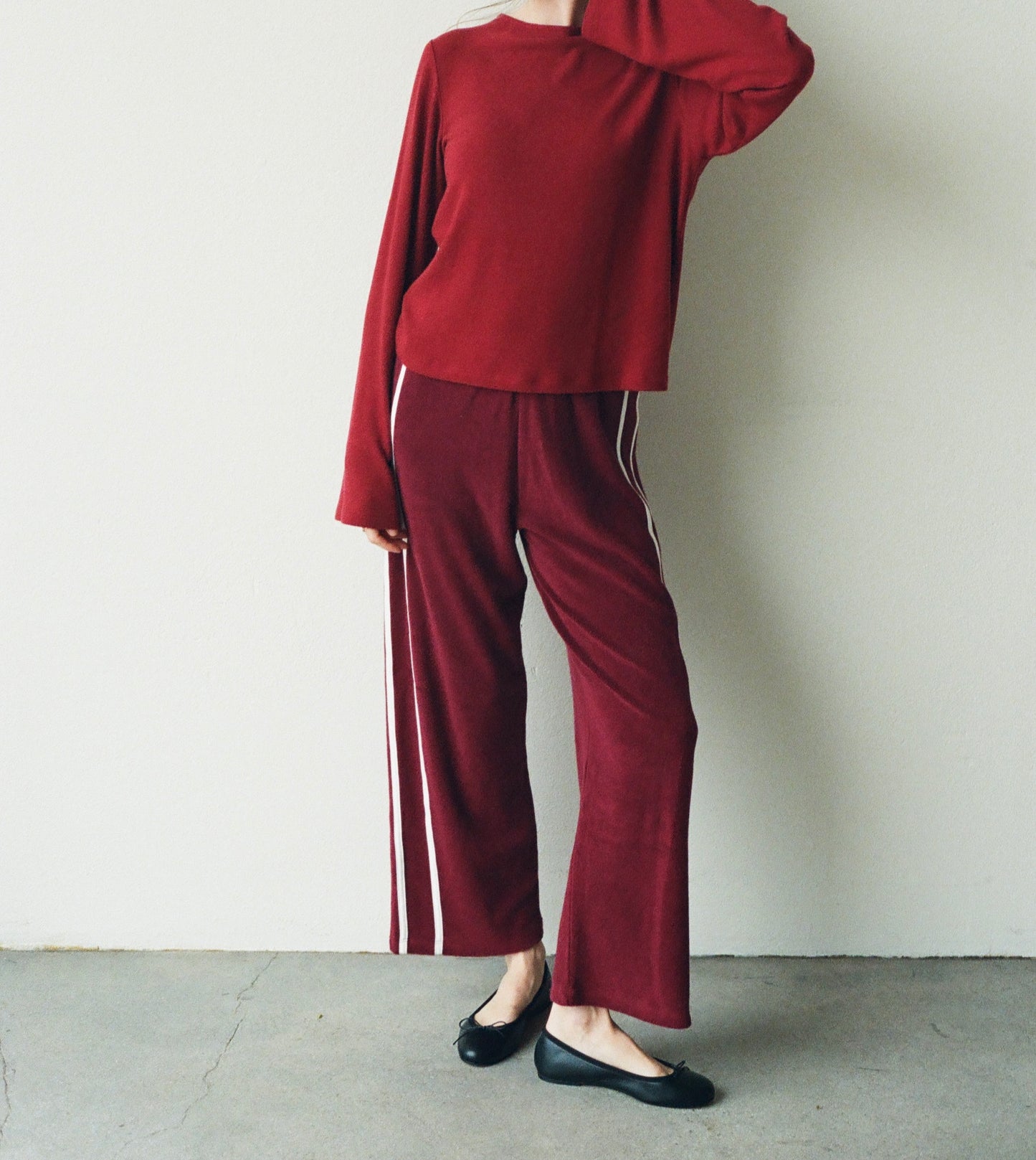 Organic Stripe Pants in Merlot (Pre-Order)