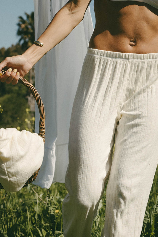 Organic Pointelle Pant in Créme