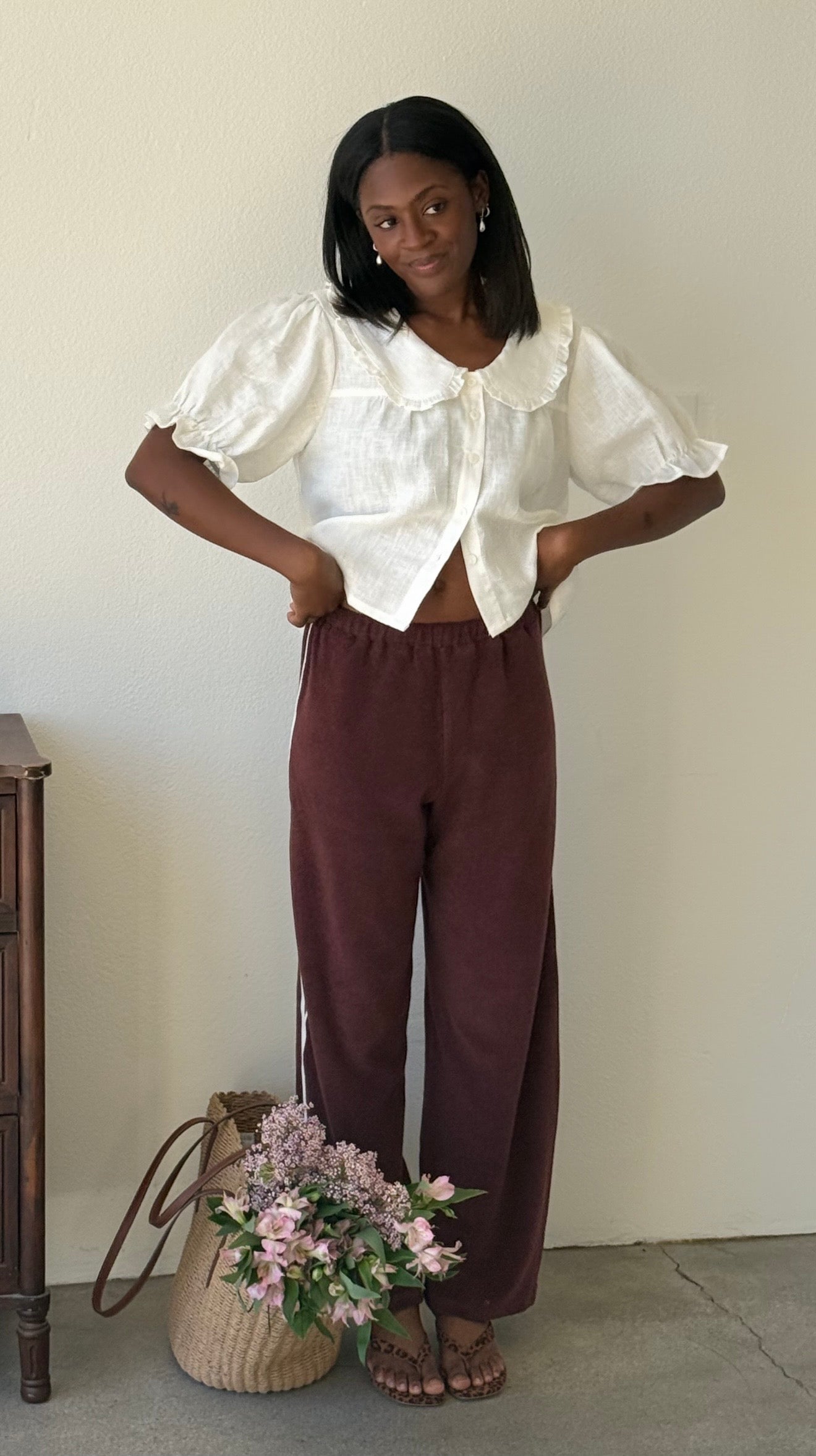 Organic Stripe Pants in Espresso (Pre-Order)