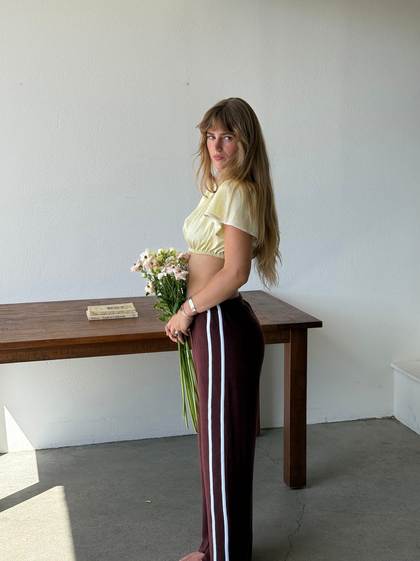 Organic Stripe Pants in Espresso