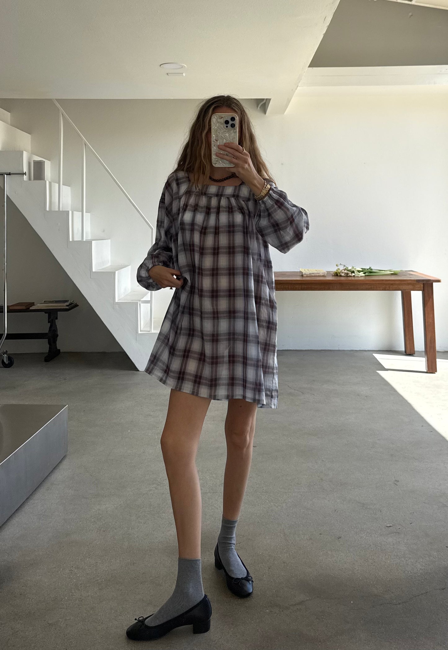 Marguerite Dress in Blue Rose Plaid